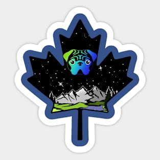 Canadian Maple Leaf Pug - Green/Blue Sticker